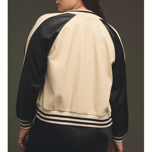 By Anthropologie Colorblock Faux Leather Bomber Jacket - Picture 11 of 11